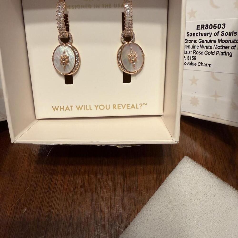 ER80603 Sanctuary of Souls earrings with genuine moonstone and white mother of p